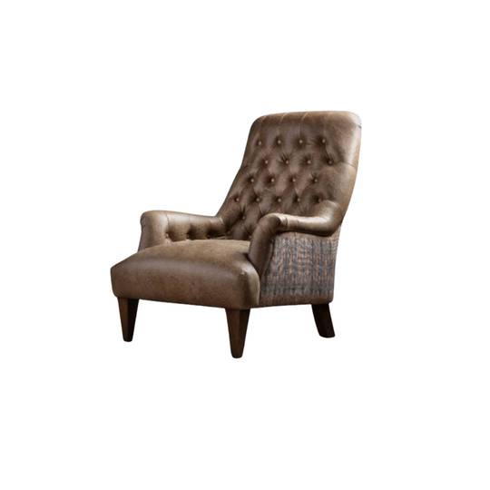 A&J Lomund Leather & Fabric Accent Chair